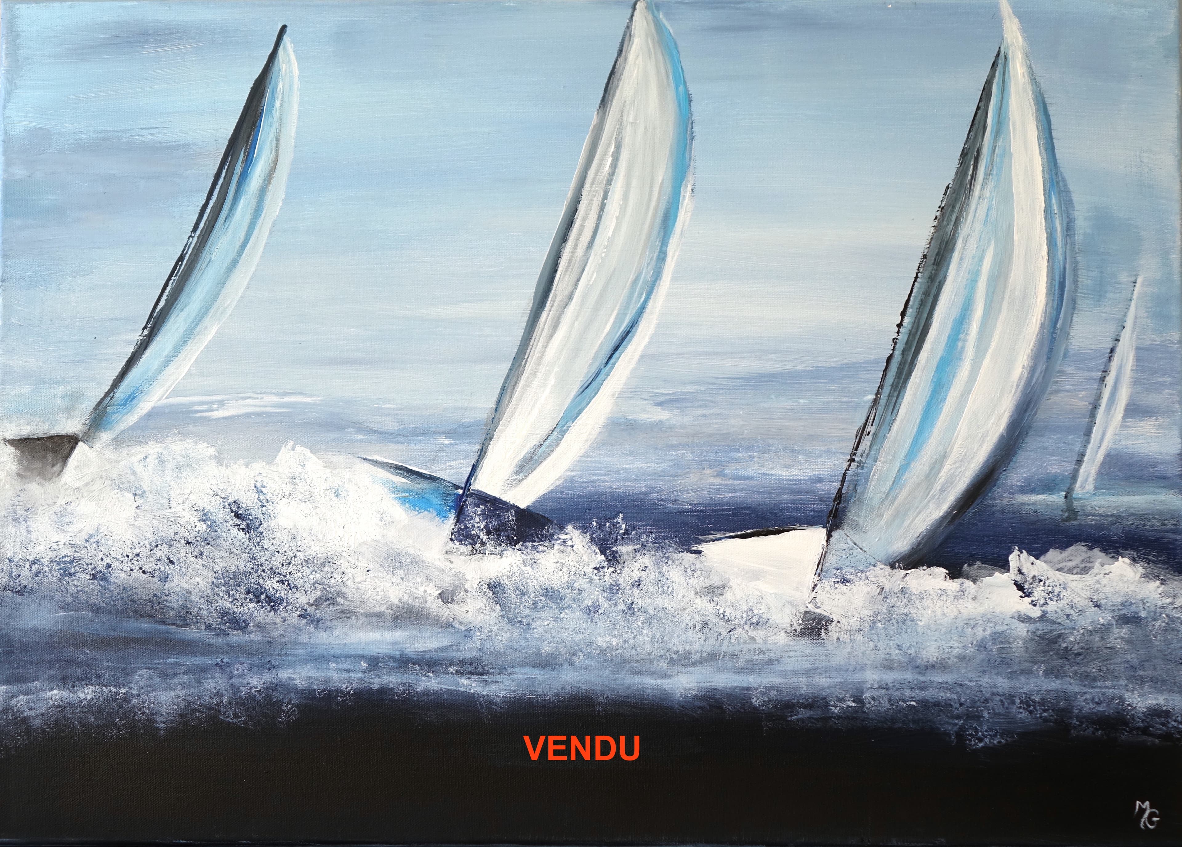 Tableau Eclat d’azur, acrylique 70 x 50 cm, l'azur éclatant du ciel se reflète dans ce tableau lumineux et apaisant.