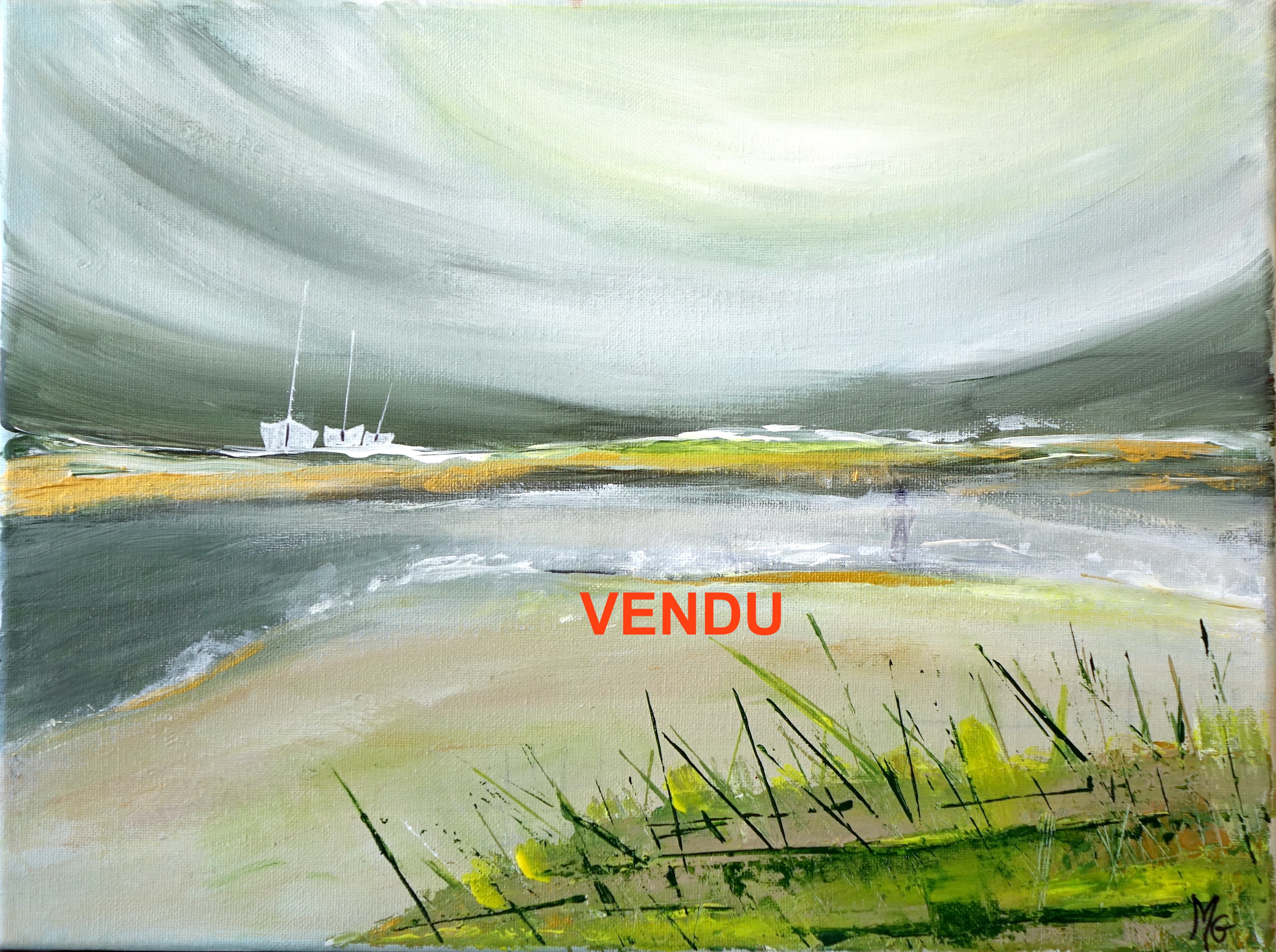 Tableau Sérénité, acrylique 40 x 30 cm, une œuvre qui incarne la sérénité, avec des tons doux et une composition équilibrée.