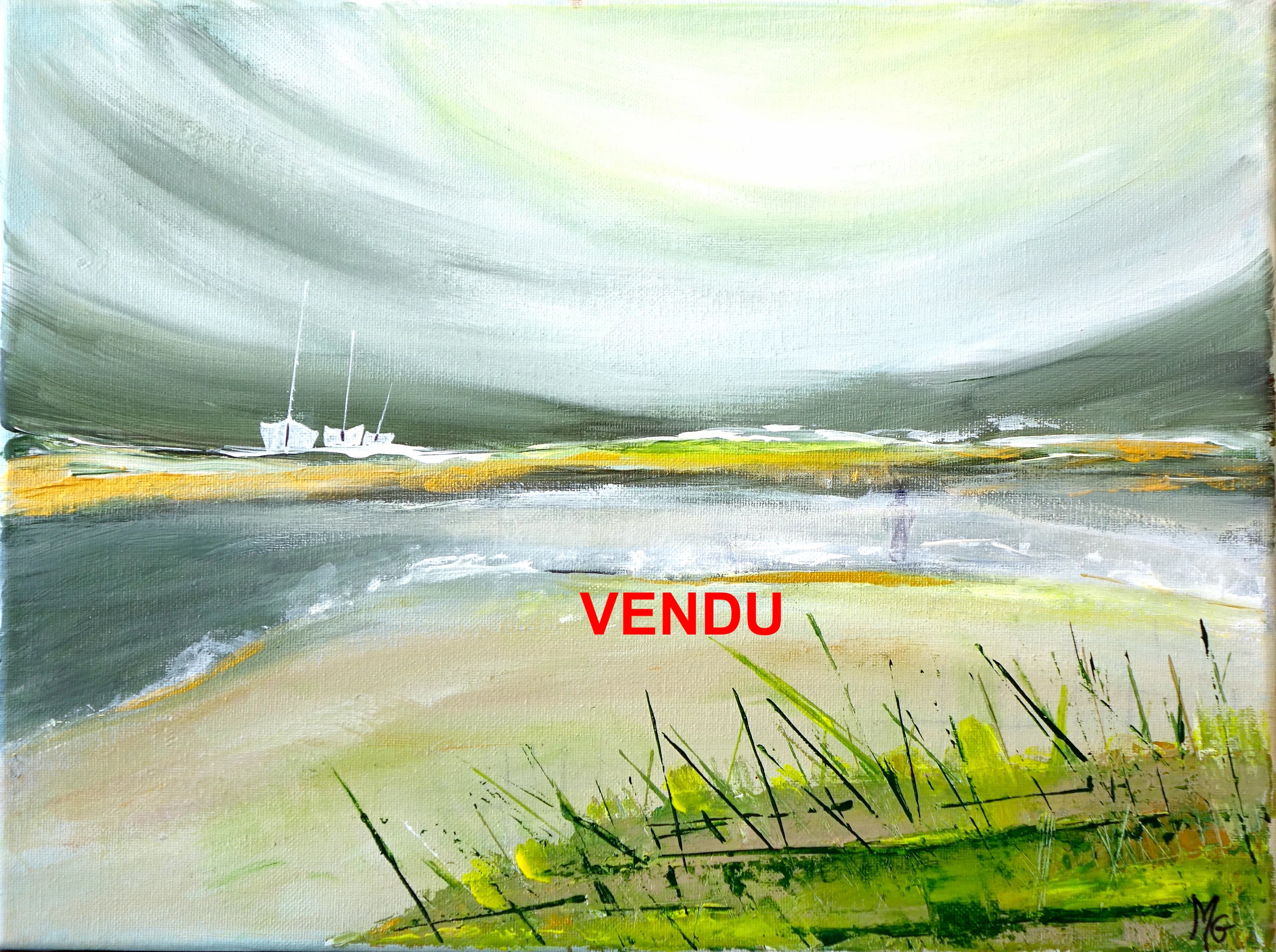 Tableau Sérénité, acrylique 40 x 30 cm, une œuvre qui incarne la sérénité, avec des tons doux et une composition équilibrée.
